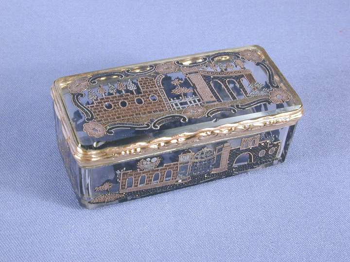 Antique gilt metal mounted rectangular glass box